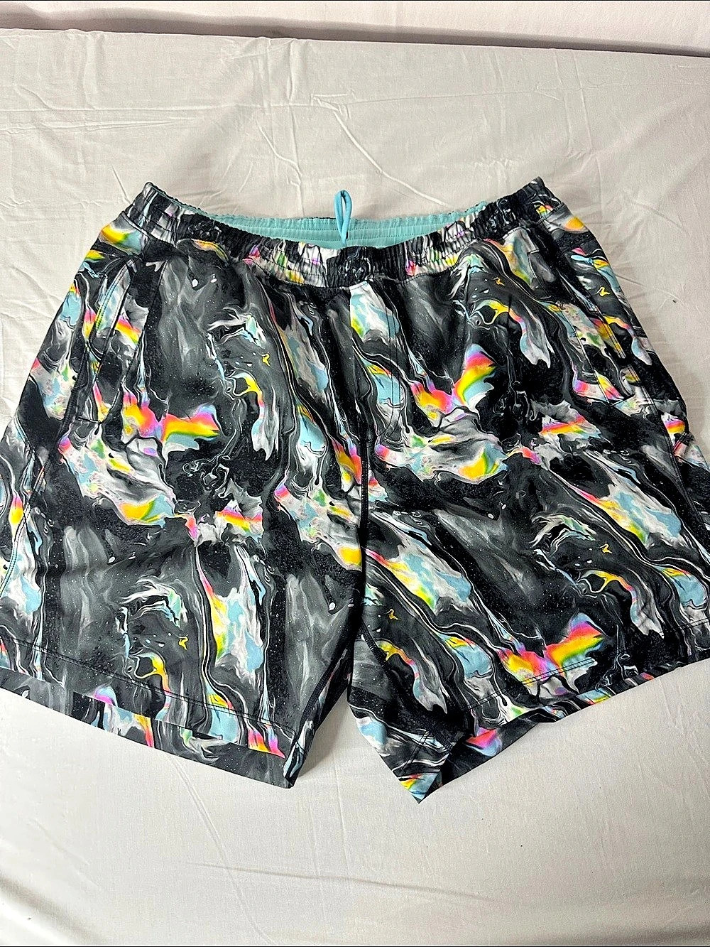 Birdogs Classic Shorts Abstract Swim Shorts in Black & Multicolor XXL Like New